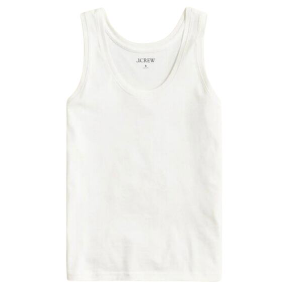 J.Crew White Pima Cotton Scoop Neck Tank Top XXS NWT Summer Essential - Picture 1 of 5